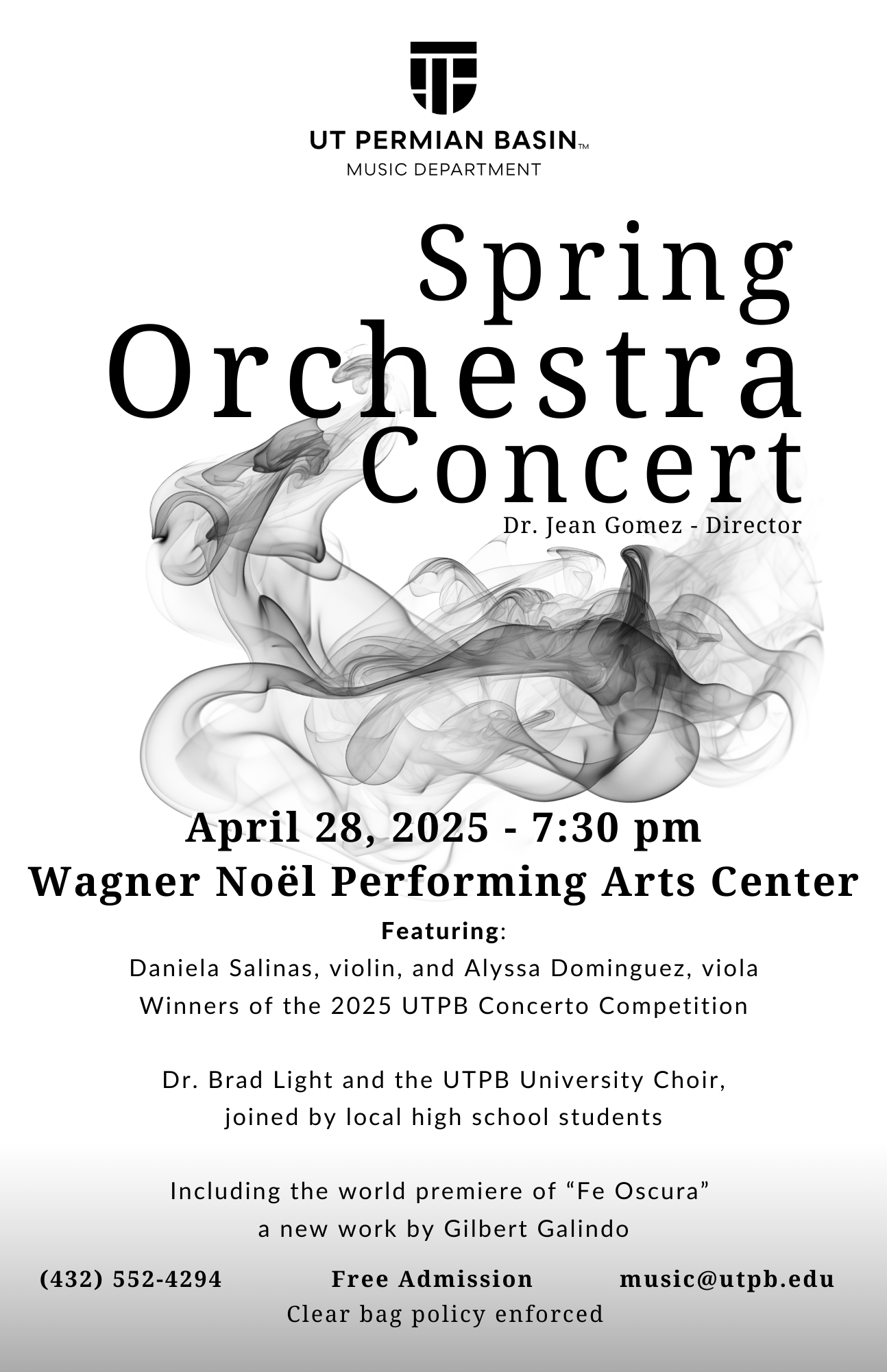 April 28: Gilbert Galindo's Fe Oscura for orchestra, premiere with UTPB Orchestra