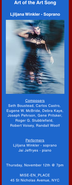 Nov. 12: Composers Concordance of New York City Presents Stubblefield's "Three Wayward Songs"
