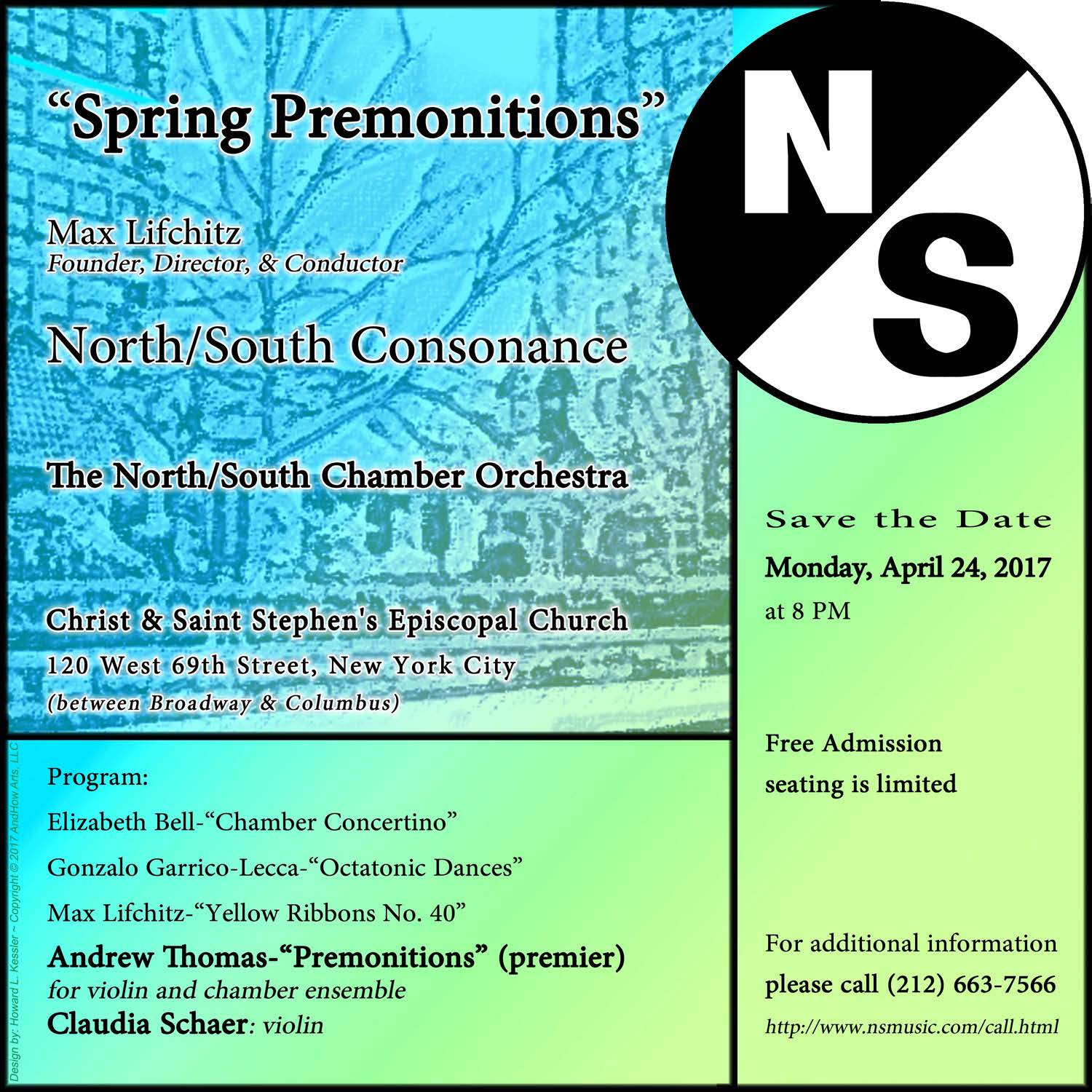 North/South Chamber Orchestra winter/spring season includes new works by Elizabeth Bell and Andrew Thomas, April 24th
