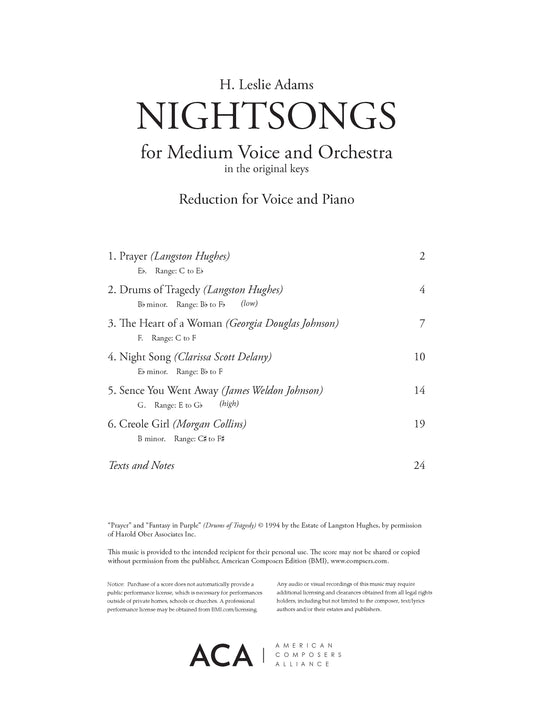 NIGHTSONGS: Medium (Mezzo) Voice