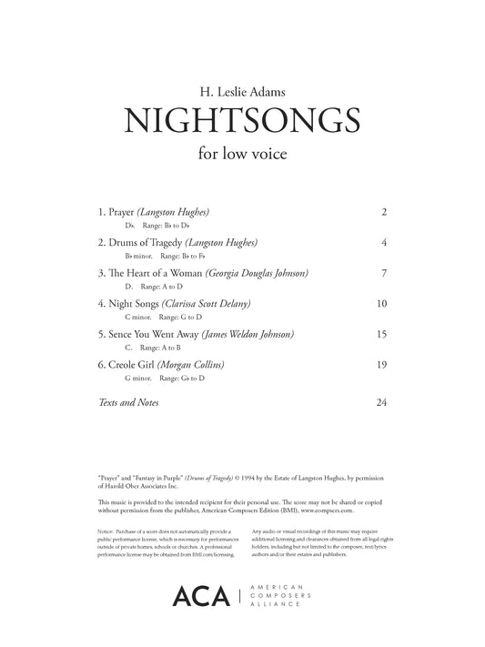 NIGHTSONGS: Low Voice