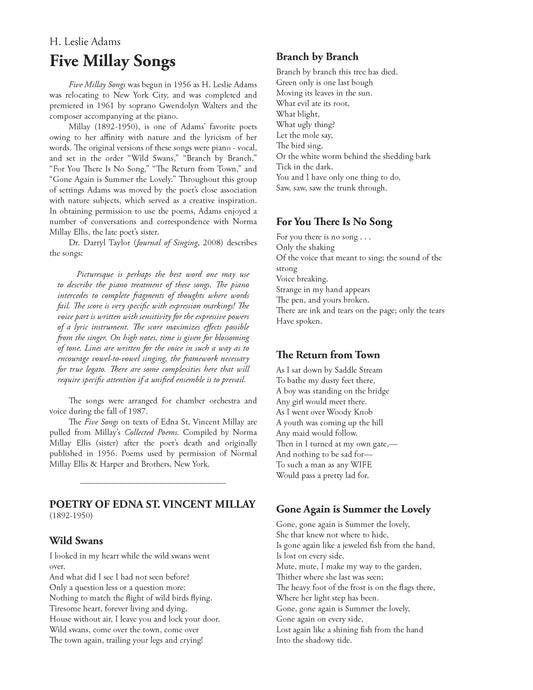 Five Millay Songs (High Voice)