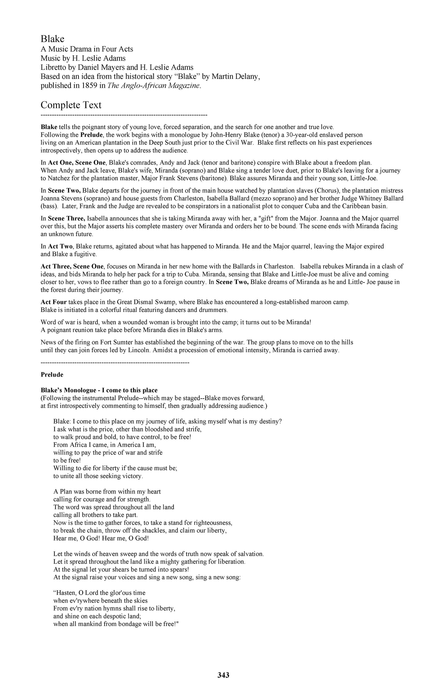 BLAKE: The Opera, Vol. 2: Acts 2, 3, and 4