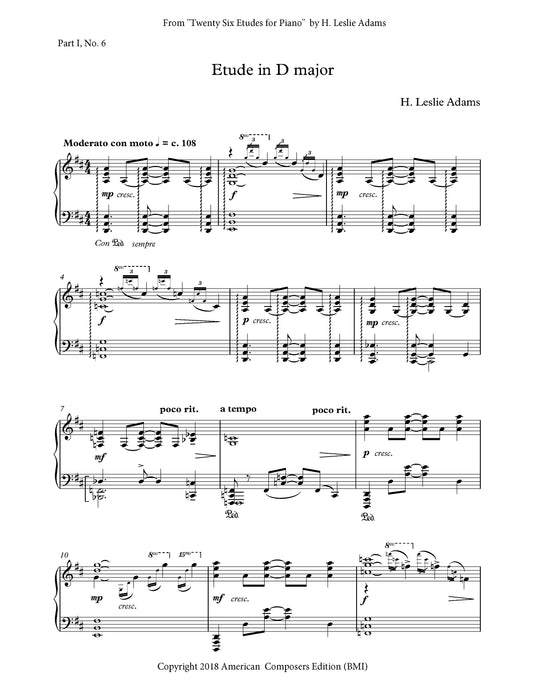 Etude in D Major (Part I, No. 6)