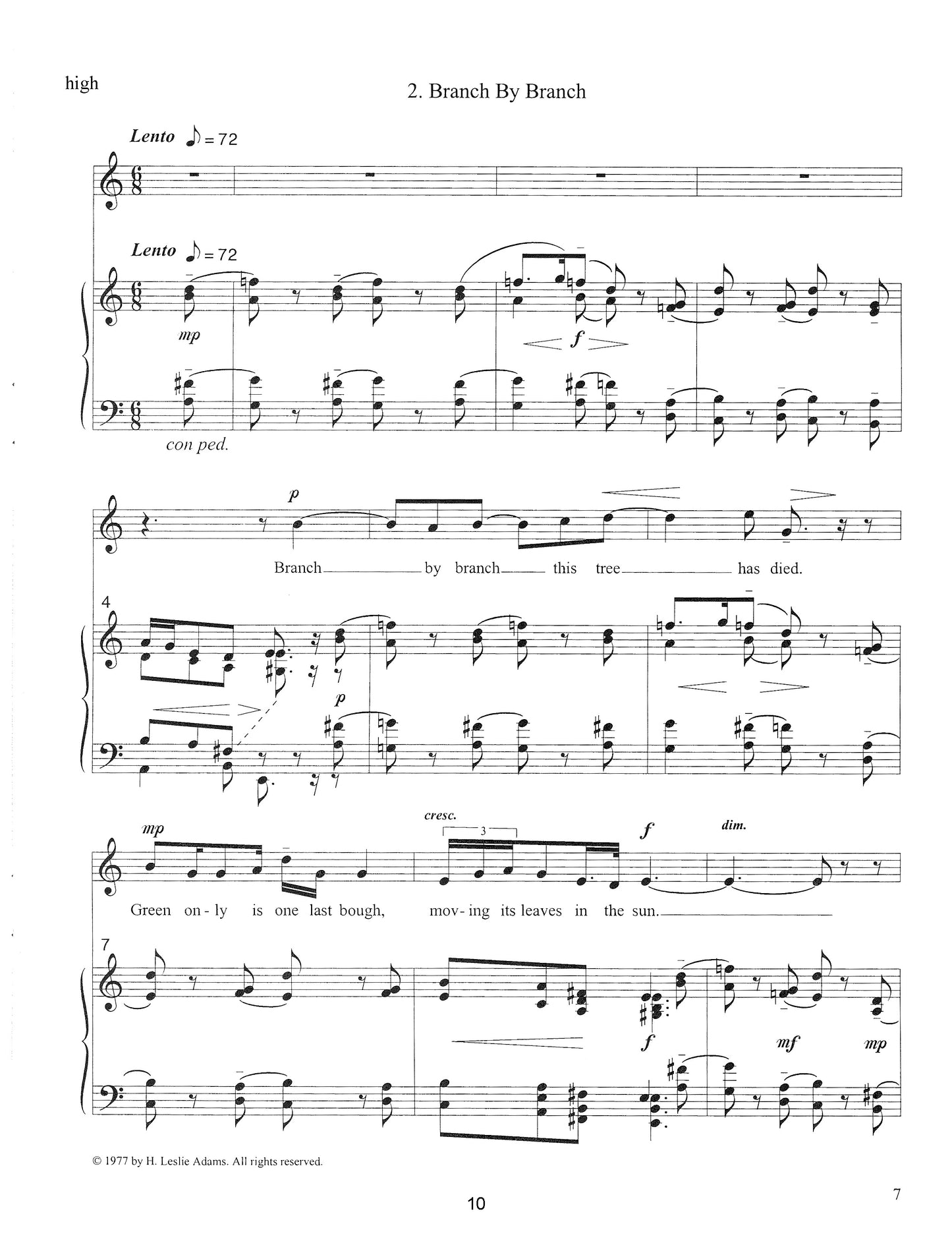 Branch by Branch (from the song cycle Five Millay Songs)