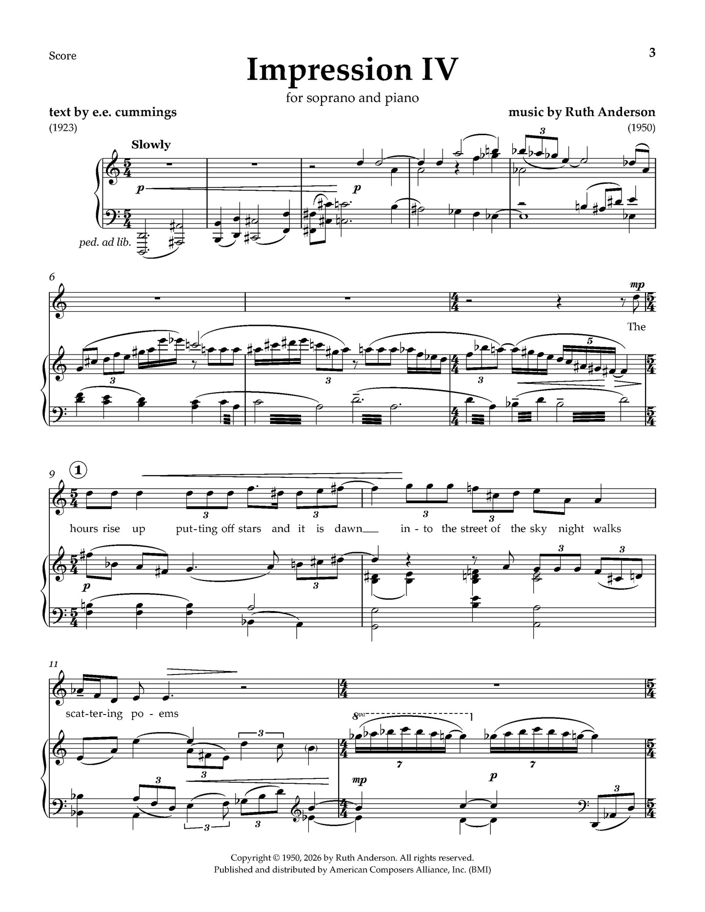 Impression IV for Soprano and Piano