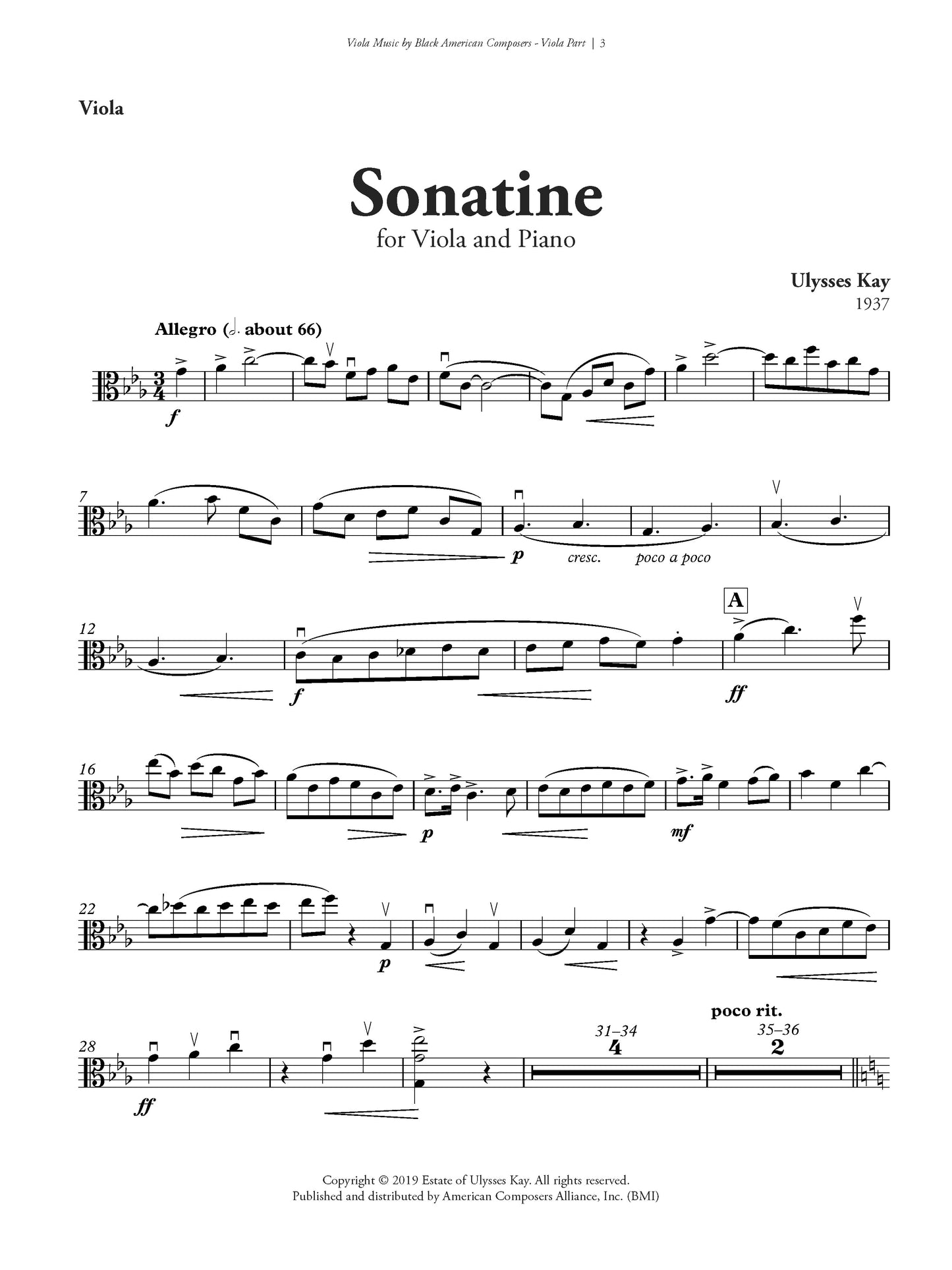 Viola Music by Black American Composers