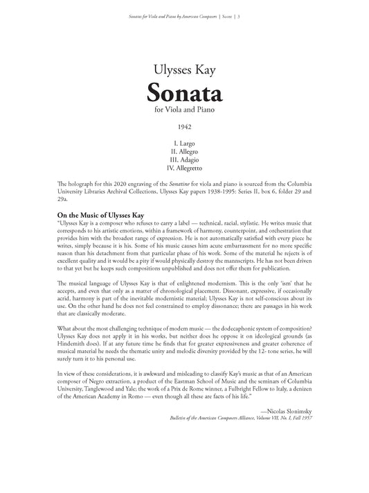 Sonatas for Viola and Piano by American Composers