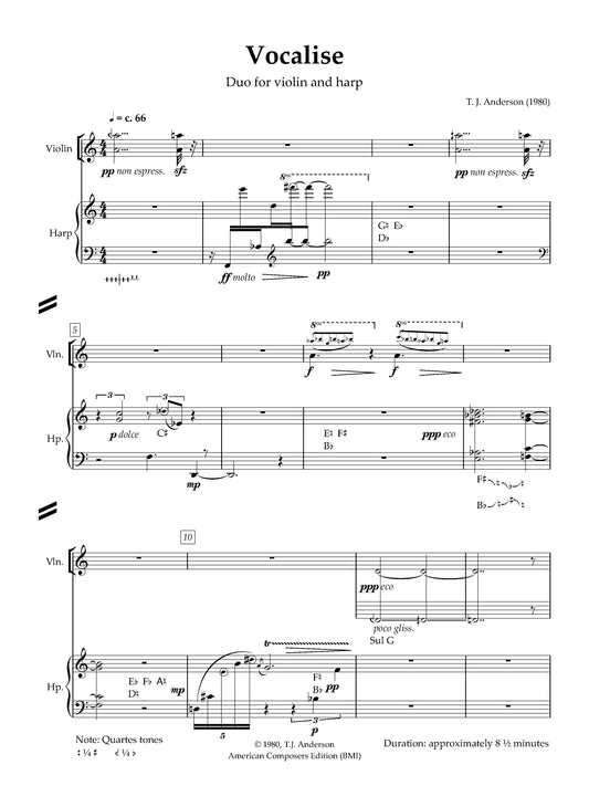 Vocalise - for Violin and Harp