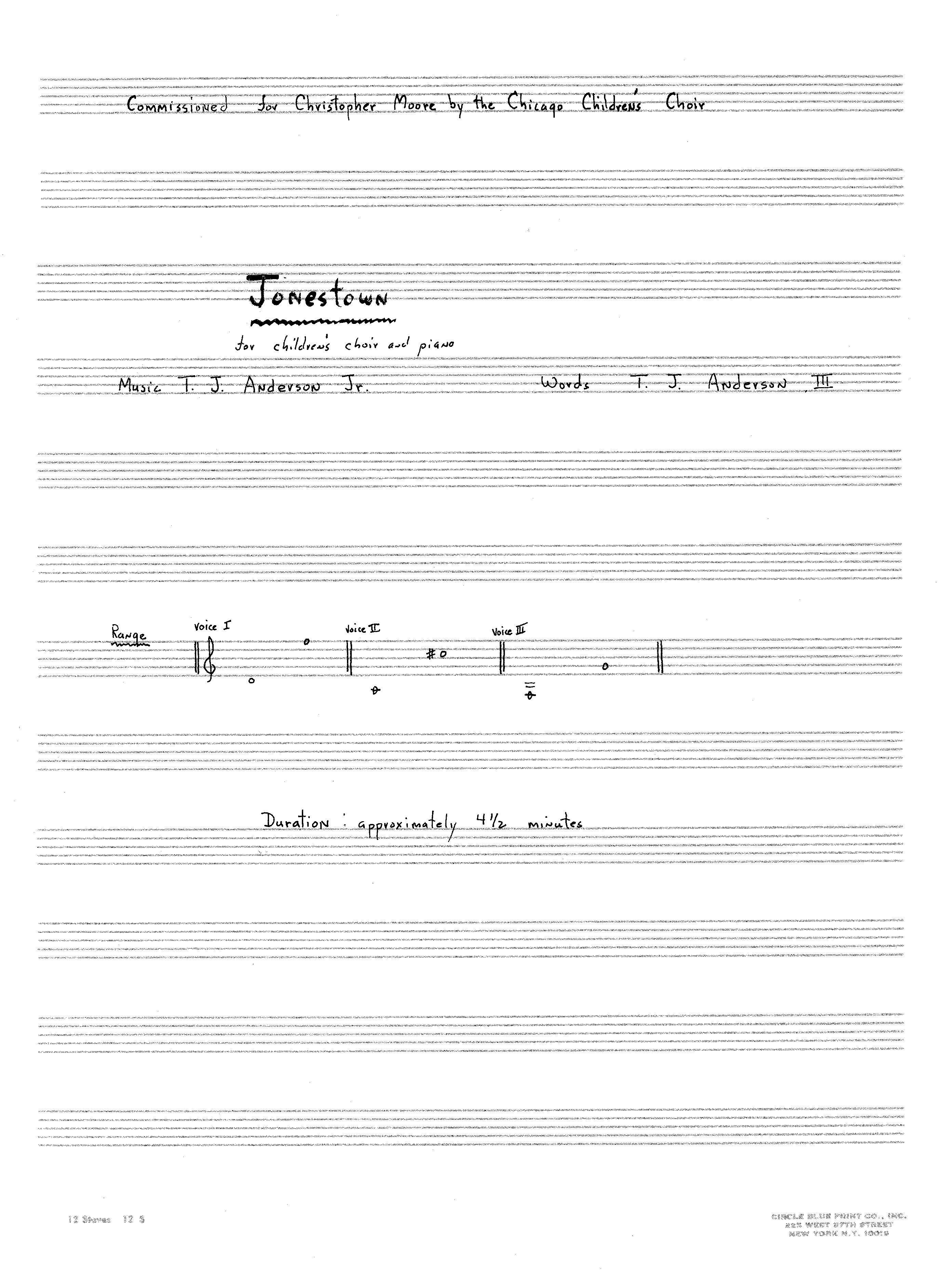 JONESTOWN American Composers Alliance