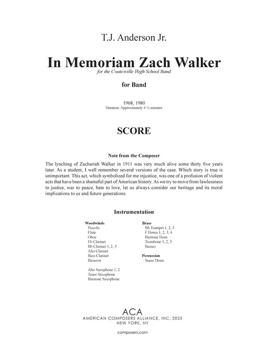 In Memoriam Zach Walker