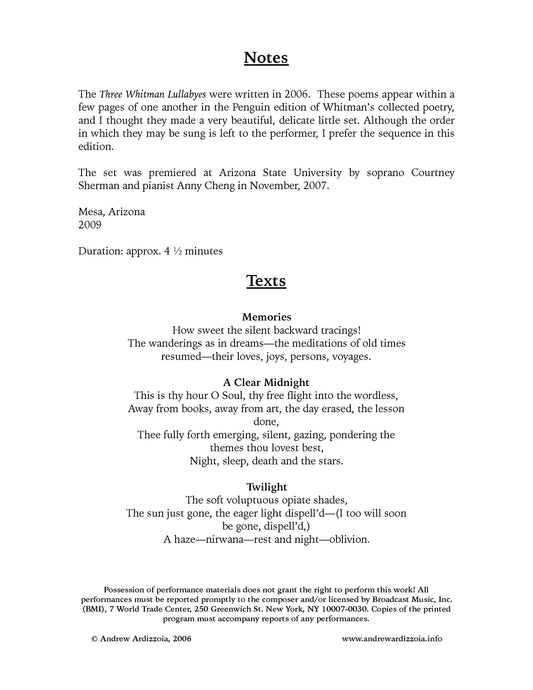 Three Whitman Lullabyes