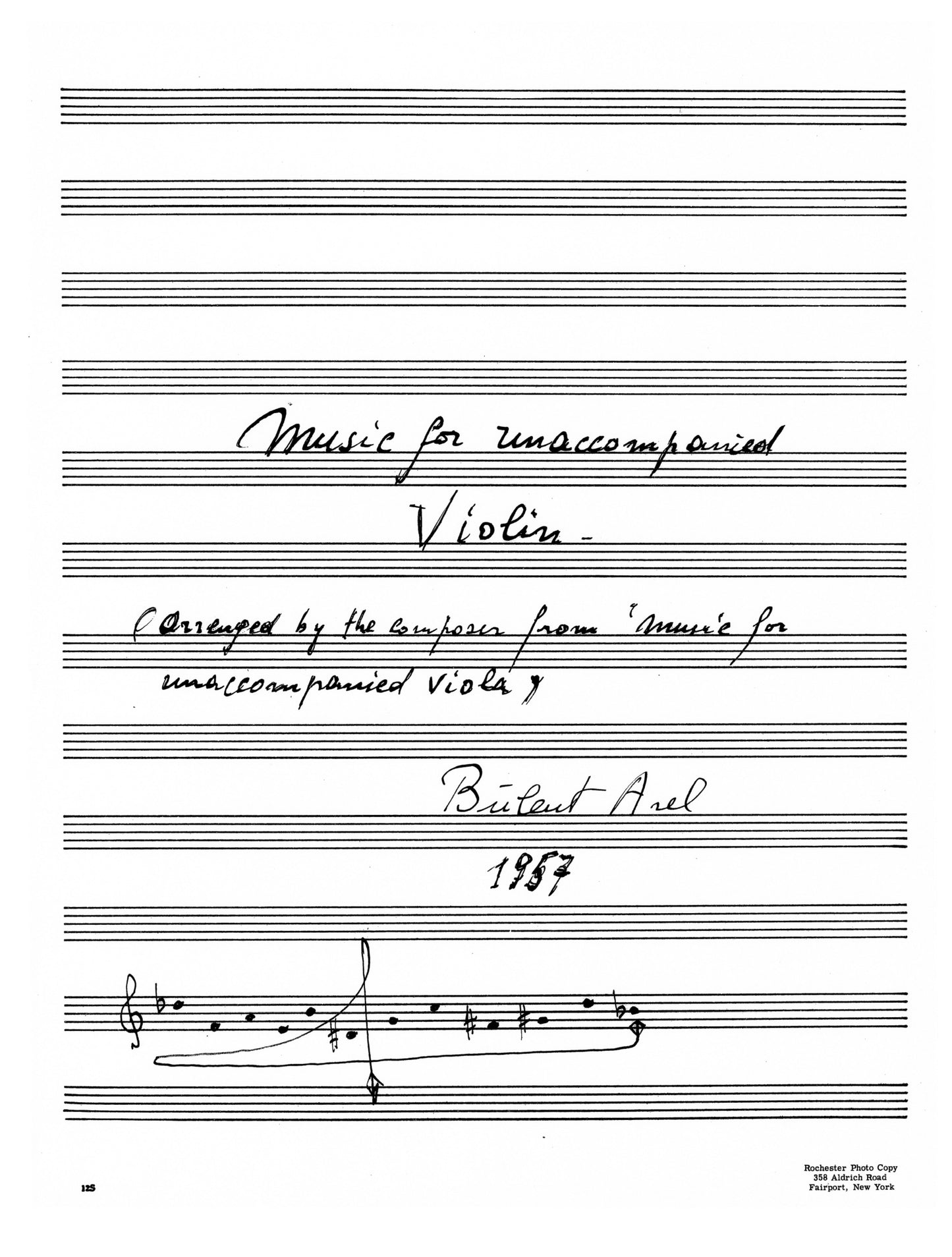 MUSIC FOR UNACCOMPANIED VIOLIN