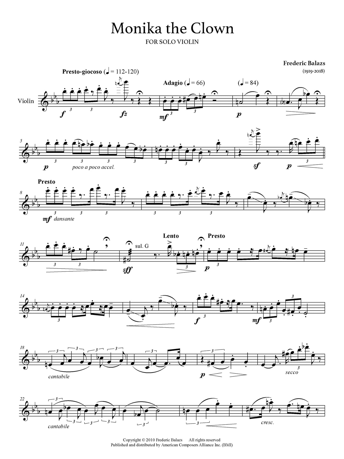 Monika the Clown (for violin)