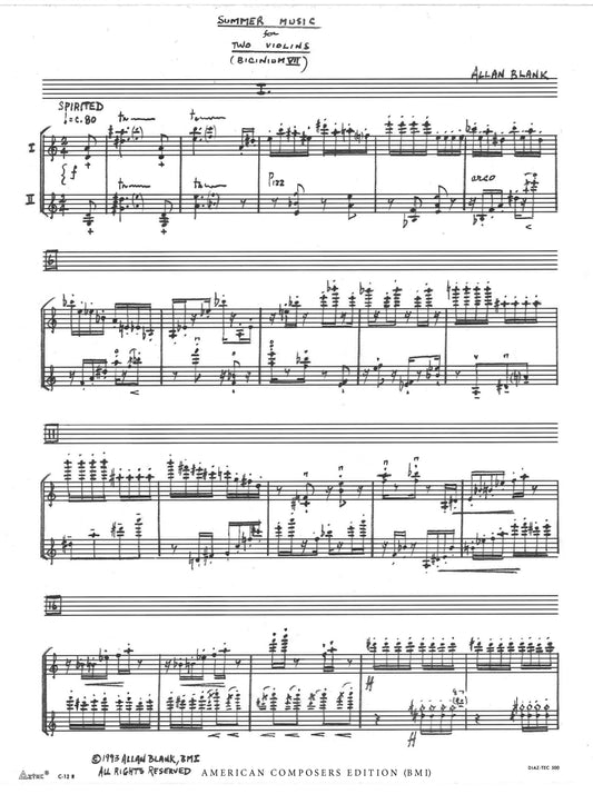 BICINIUM 7 (SUMMER MUSIC) - for two violins