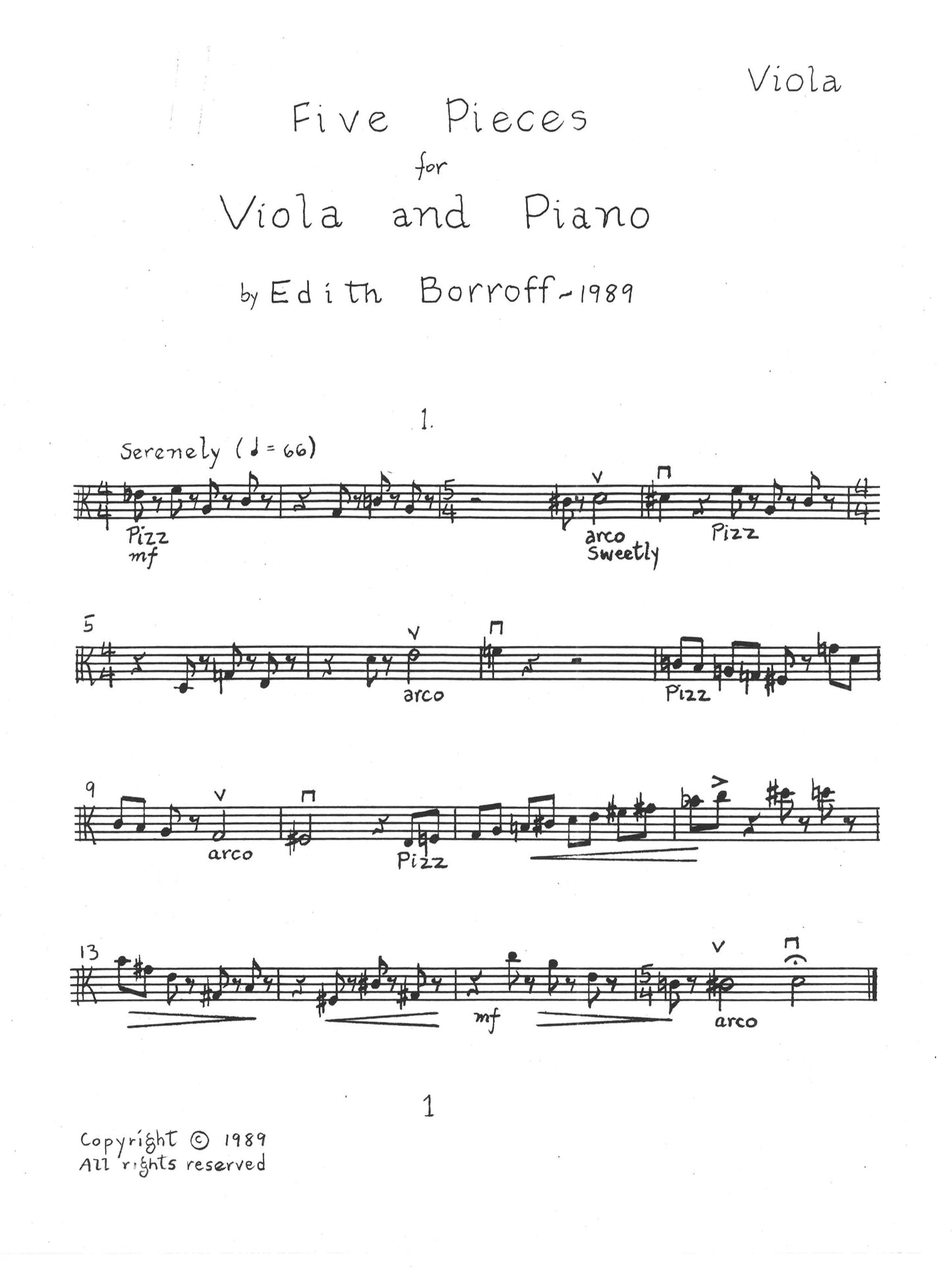 FIVE PIECES FOR VIOLA & PIANO