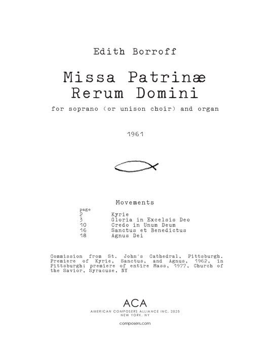 Missa Patrinae Rerum Domini