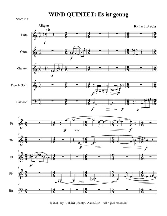 Wind Quintet: Es Ist Genug