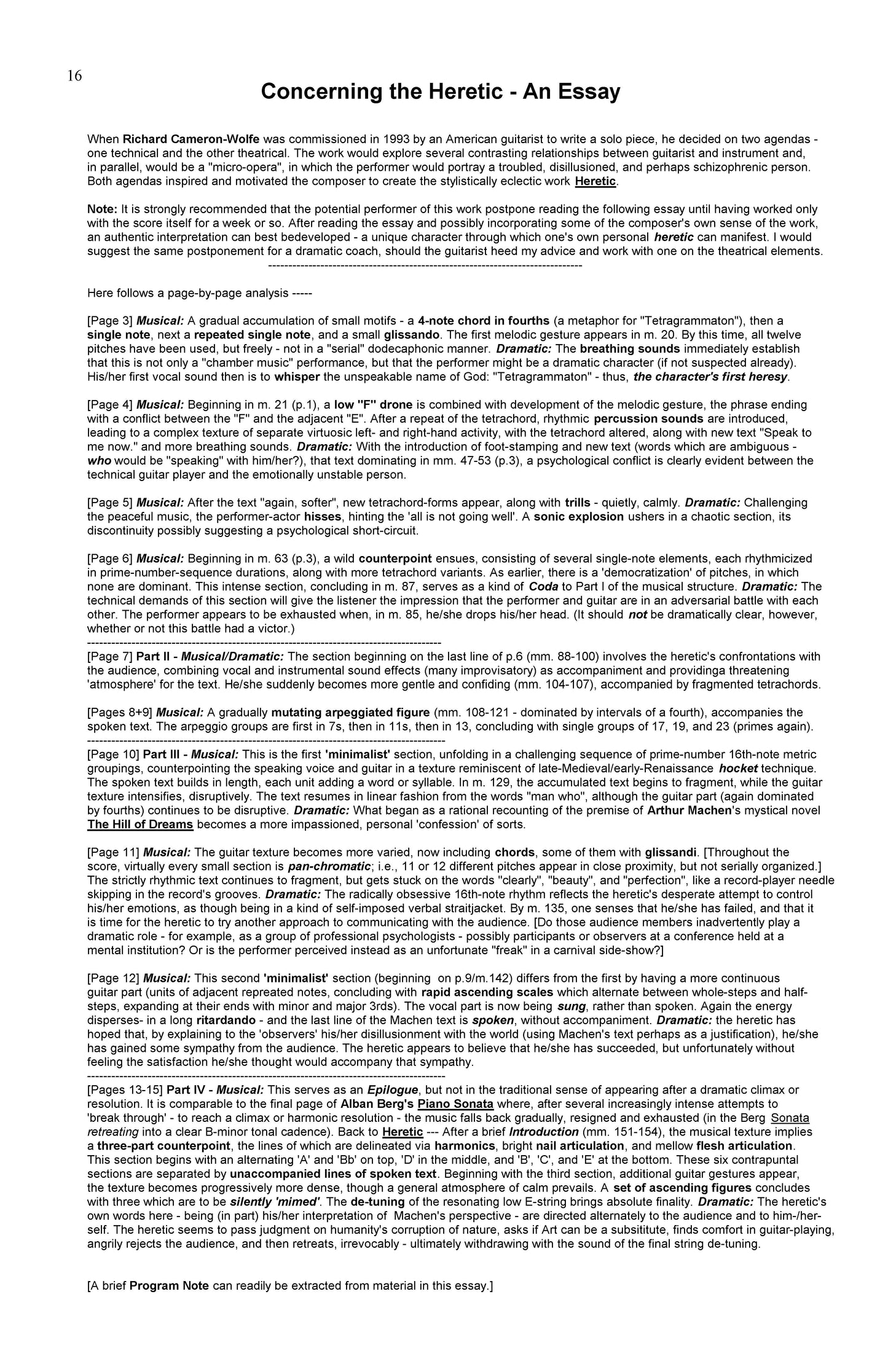 Heretic (Micro-Opera For Guitarist - 2017 Version)