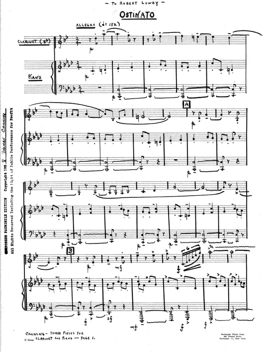 Three Pieces for Clarinet and Piano