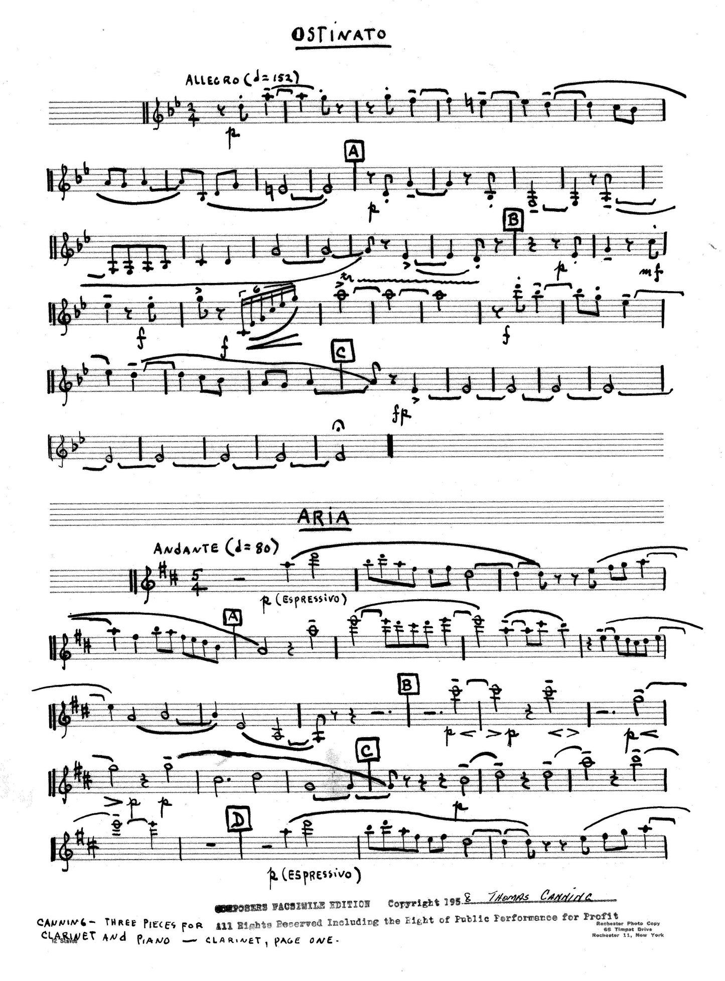 Three Pieces for Clarinet and Piano