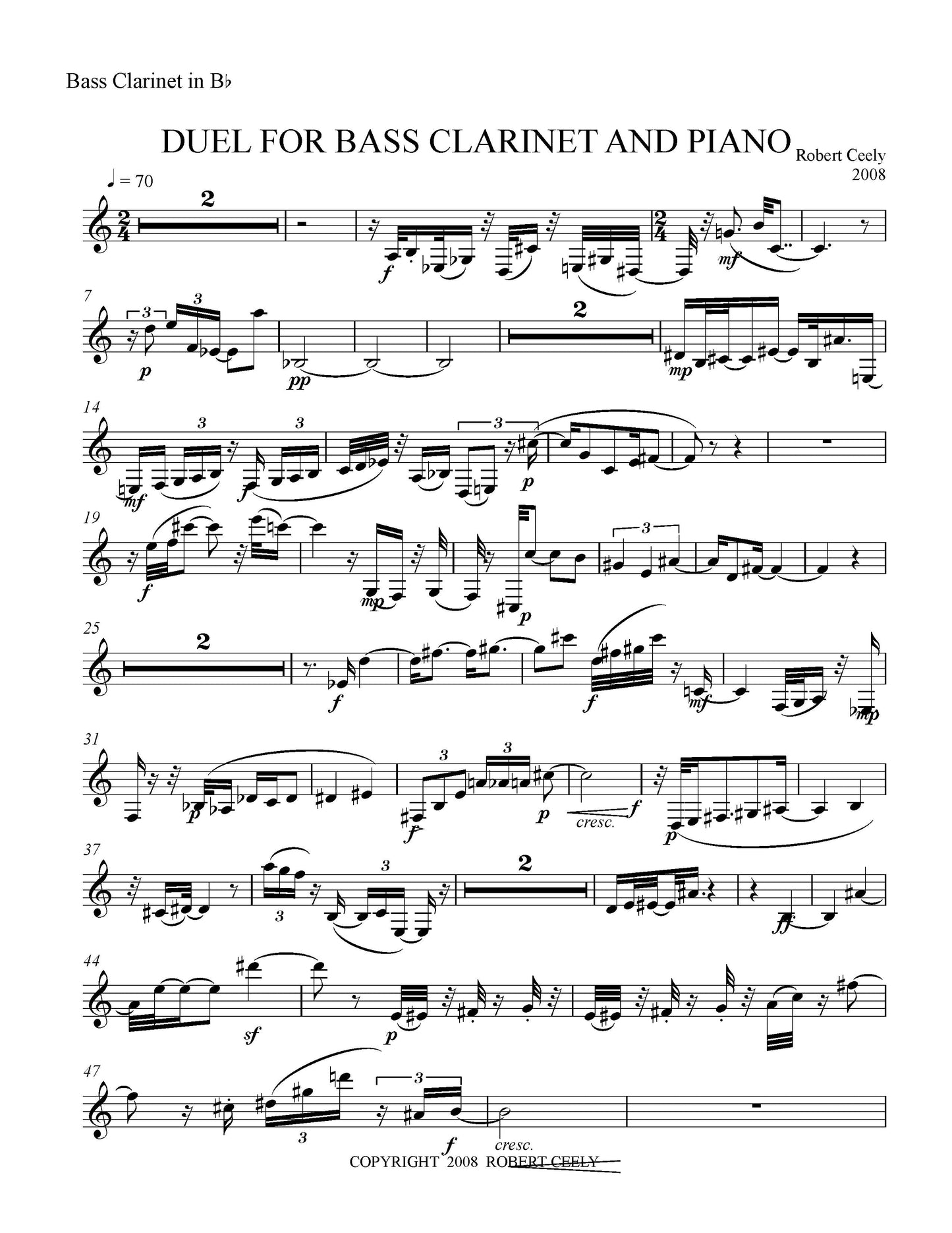 Duel For Bass Clarinet And Piano
