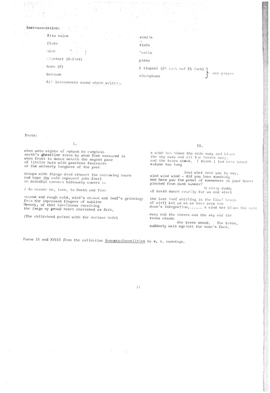 Autumn Music: Two Songs for Alto Voice and Chamber Ensemble