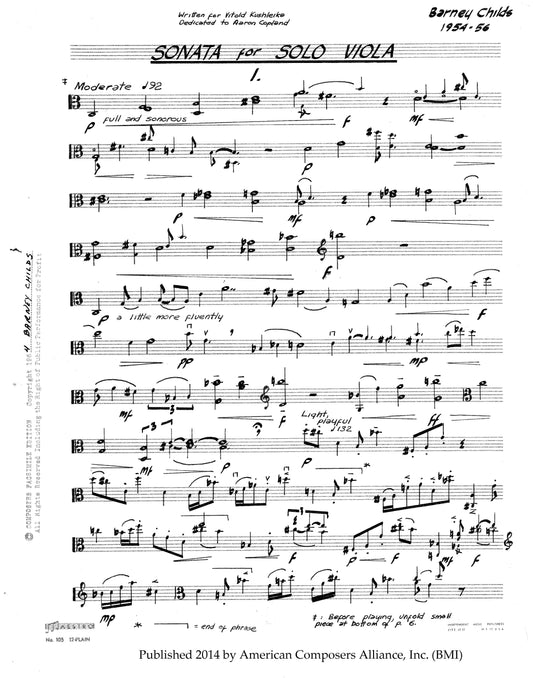 Sonata For Solo Viola
