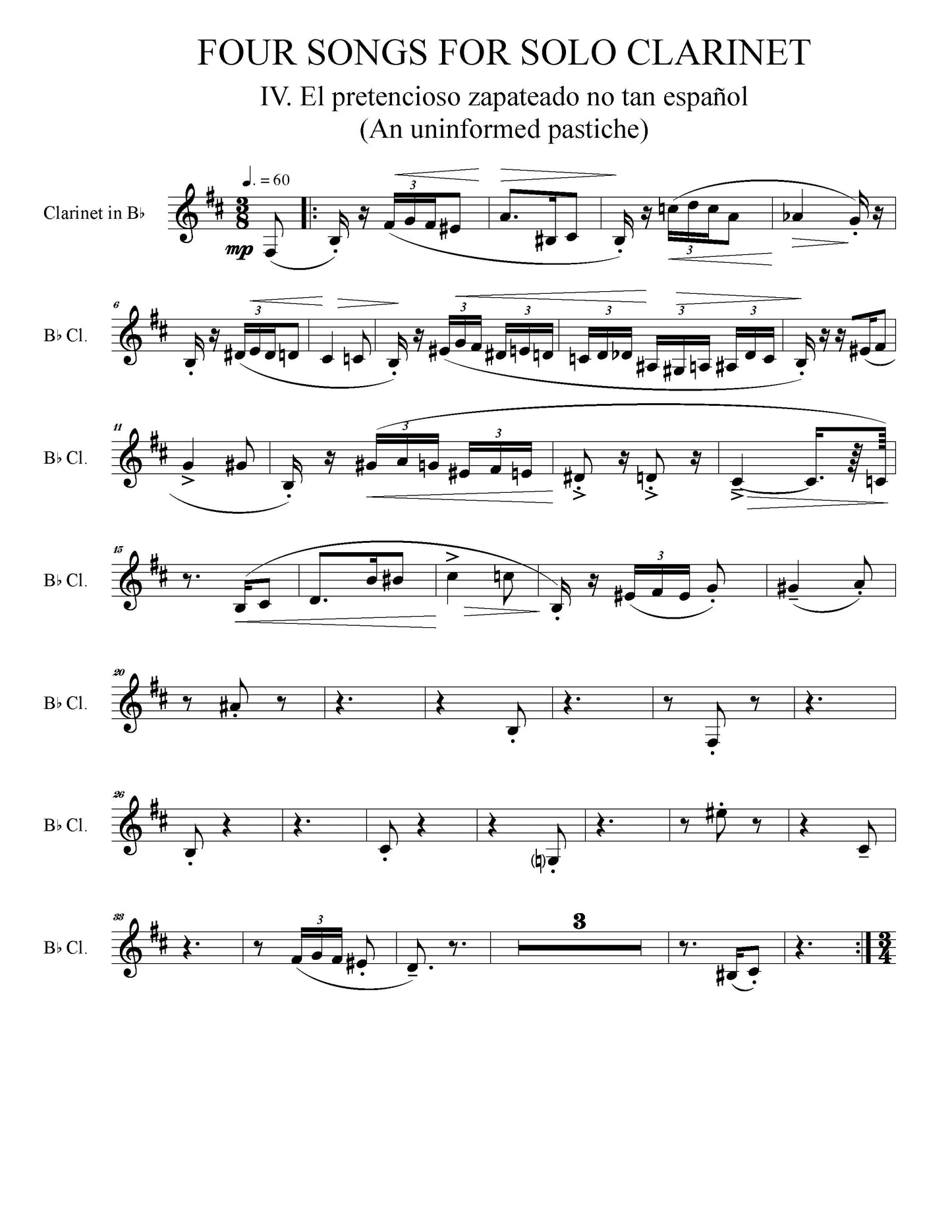 Four Songs For Solo Clarinet