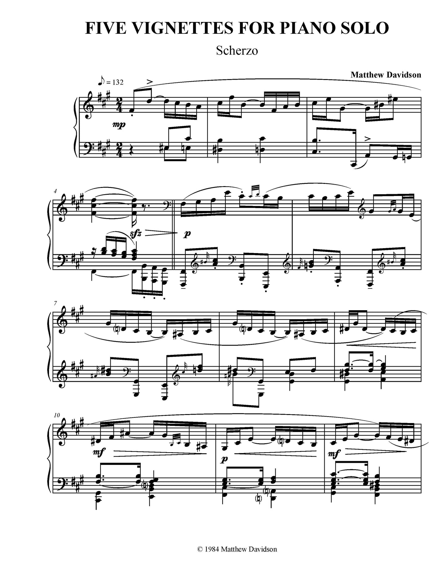 Five Vignettes For Piano
