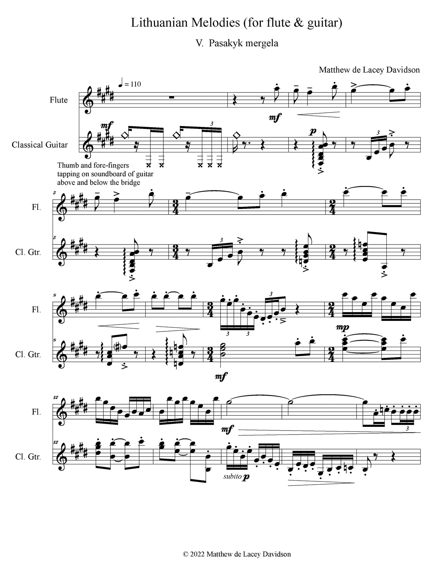 Five Lithuanian Melodies For Flute And Guitar