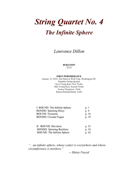 String Quartet No. 4: The Infinite Sphere