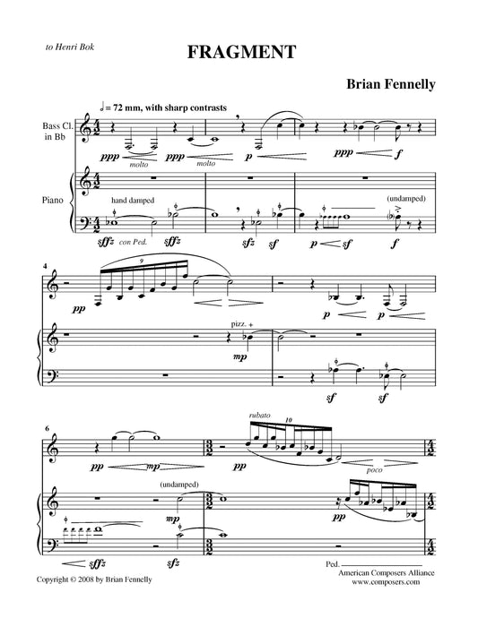 Fragment For Bass Clarinet And Piano