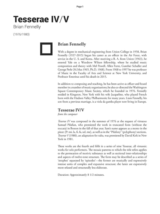 Tesserae IV/V For Solo Contrabass Trombone Or Tuba