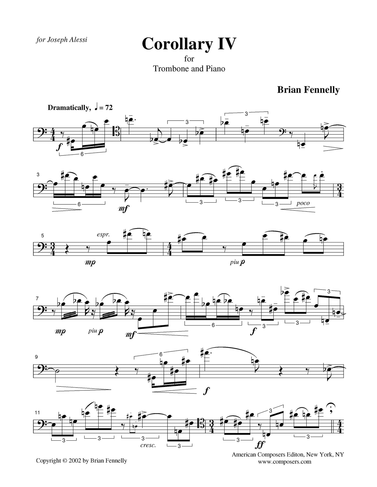 Corollary IV For Trombone And Piano