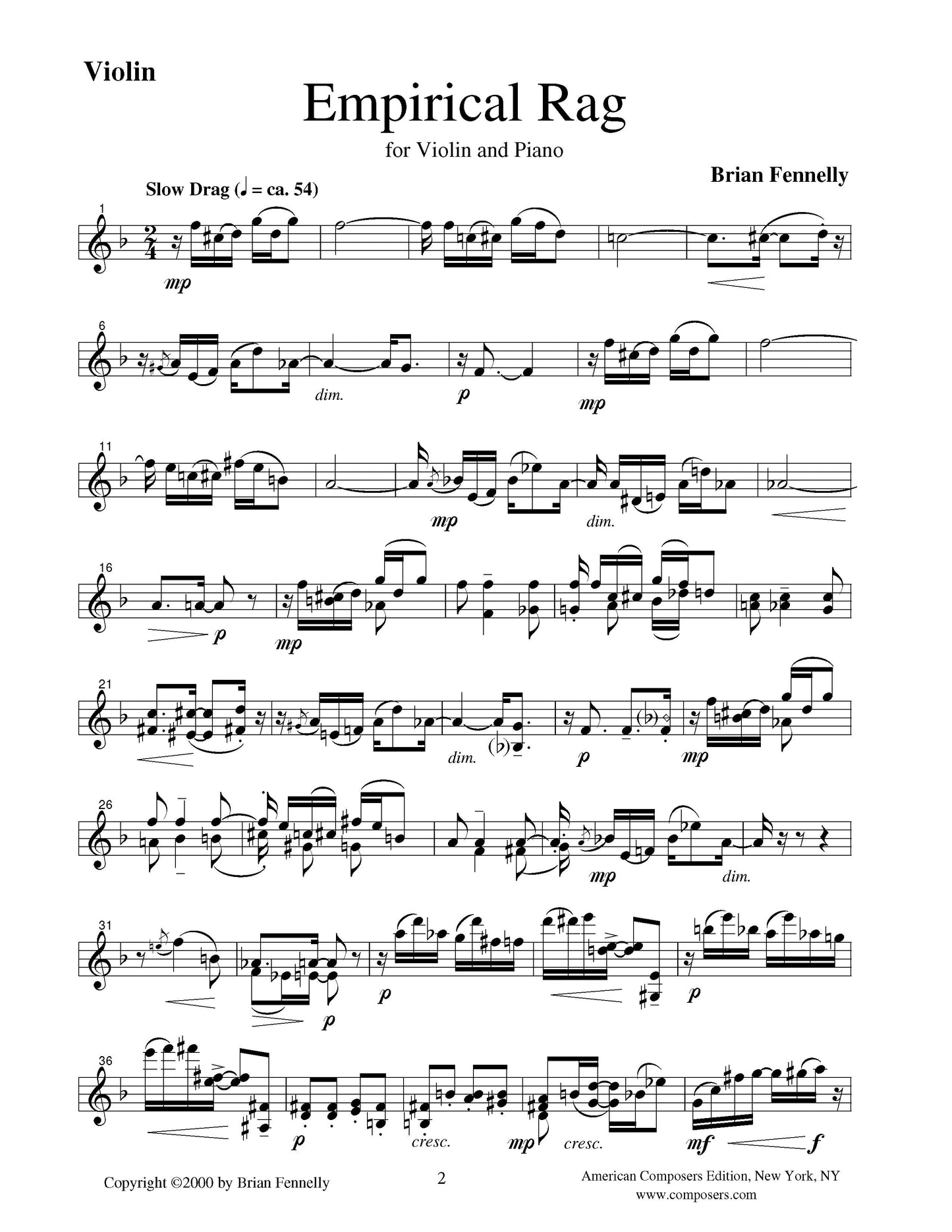 Empirical Rag (Version 3, For Violin And Piano)
