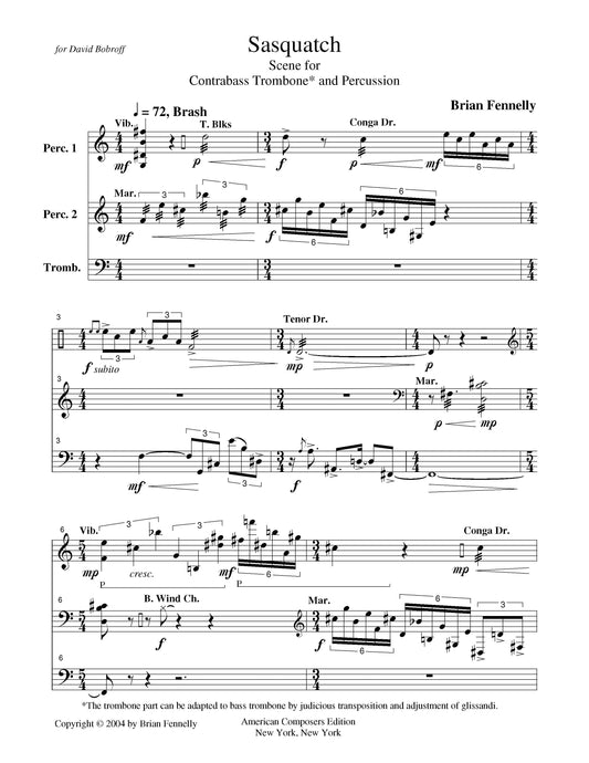 Sasquatch For Contrabass Trombone (Or Bass Trombone) And Two Percussionists