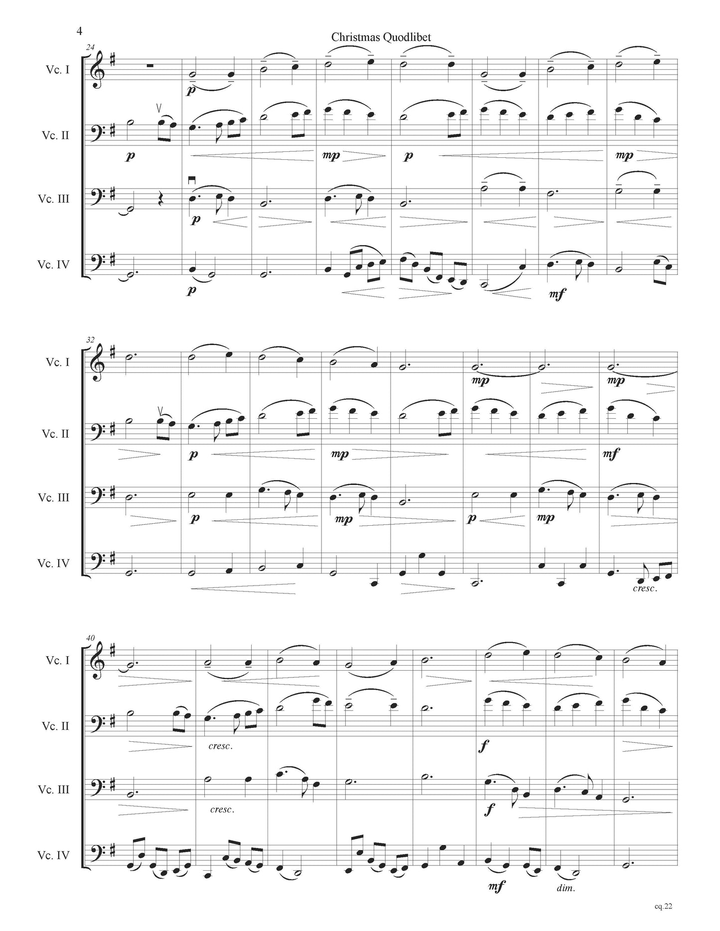 Christmas Quodlibet - 4 Cellos