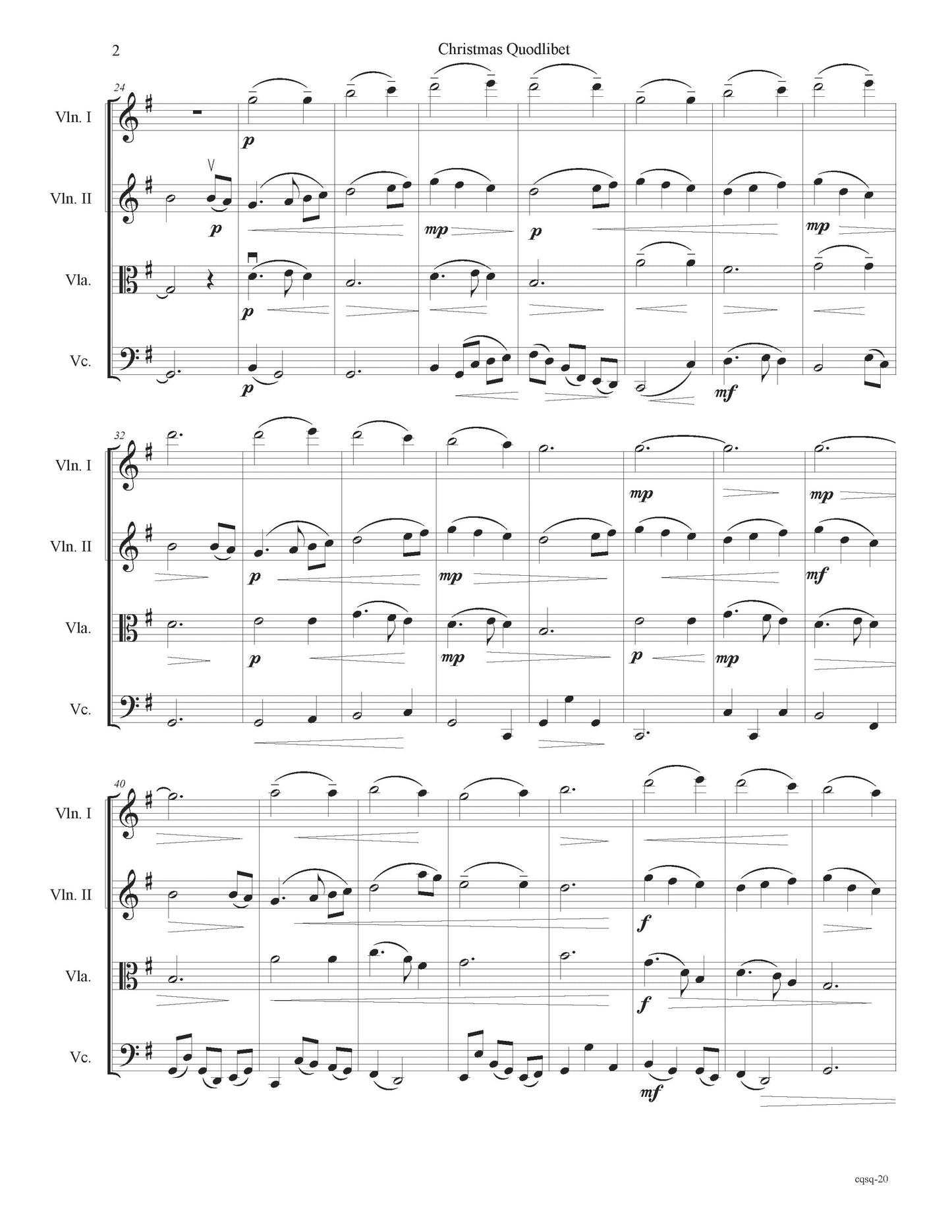 Christmas Quodlibet - String Quartet