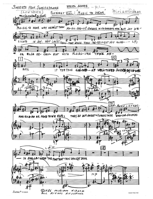 SONNETS FROM SHAKESPEARE- voice and piano