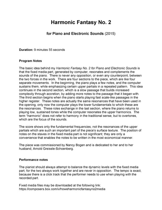 Harmonic Fantasy No. 2 for Piano and Fixed Media