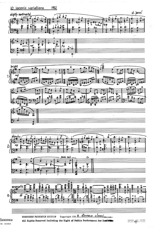 Ten Laconic Variations for Piano