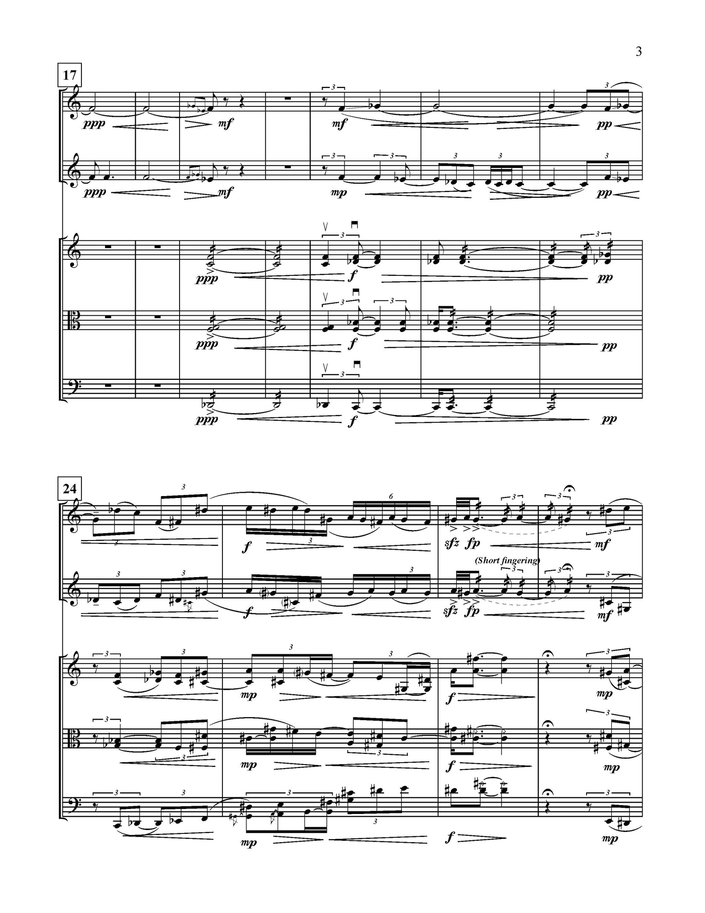 Departures - version for string trio, flute, Bb clarinet