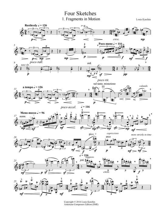 FOUR SKETCHES FOR SOLO VIOLIN