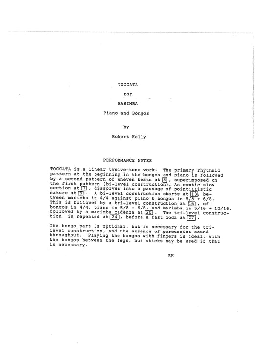 TOCCATA FOR MARIMBA, PIANO AND BONGOS Op35a