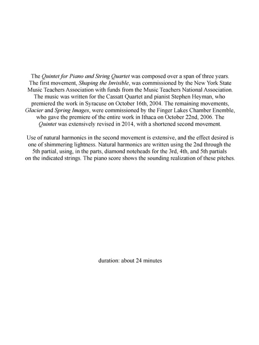 QUINTET FOR PIANO AND STRING QUARTET