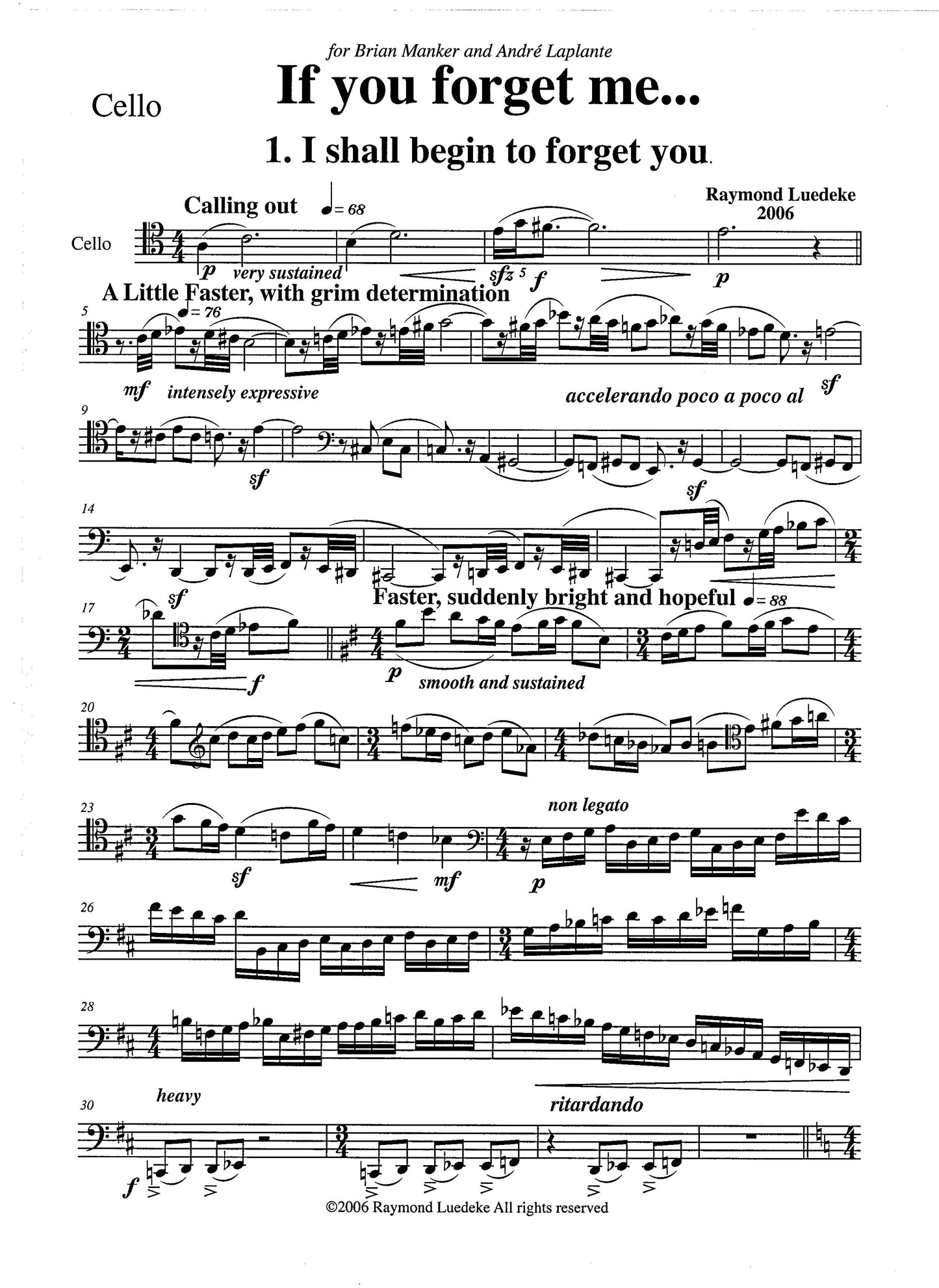 IF YOU FORGET ME... cello and piano