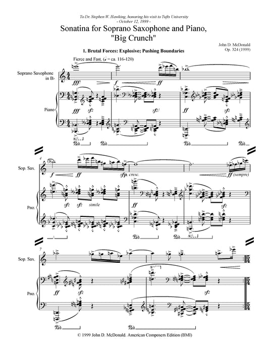 Sonatina for Soprano Saxophone and Piano: "Big Crunch"