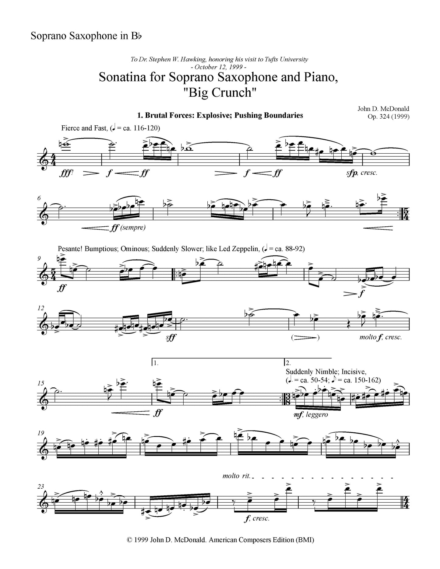Sonatina for Soprano Saxophone and Piano: "Big Crunch"