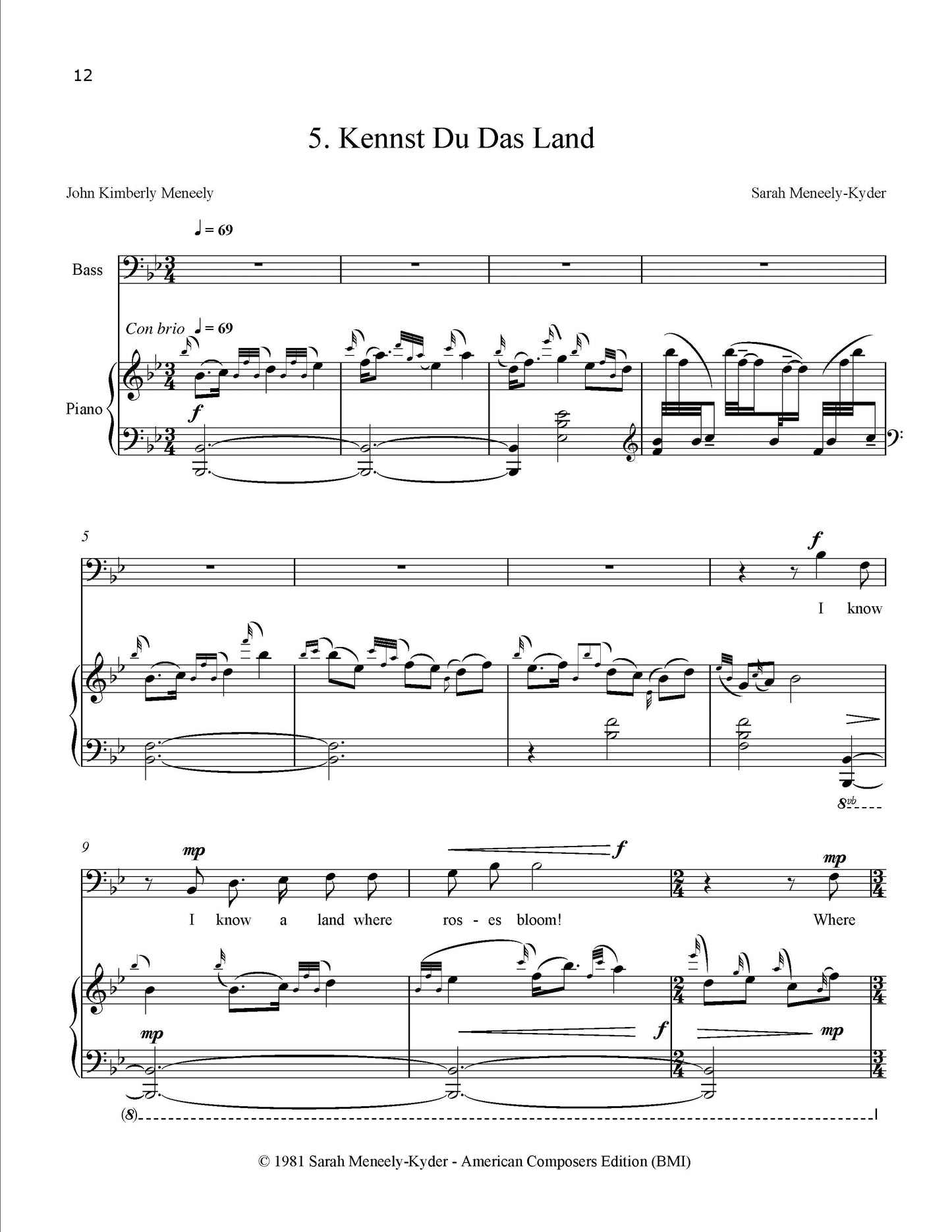 Five Songs For Bass And Piano